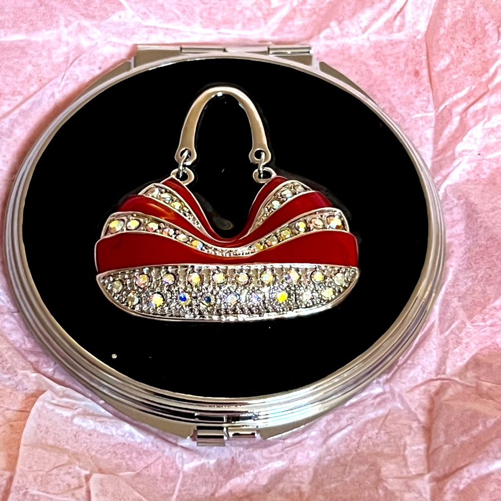 NEW Spring Street Double Mirror Jeweled Purse Compact.
